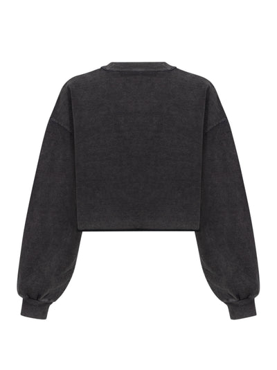 Cropped Sweatshirt with Logo (Washed Black)