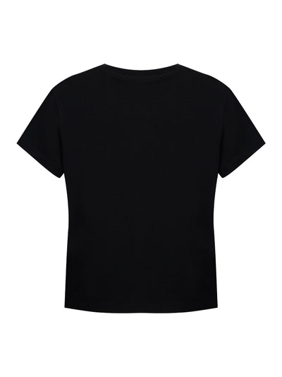 Women Crystal Hotfix & Cotton Logo Tee (Black)