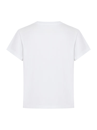 Women Crystal Hotfix & Cotton Logo Tee (White)