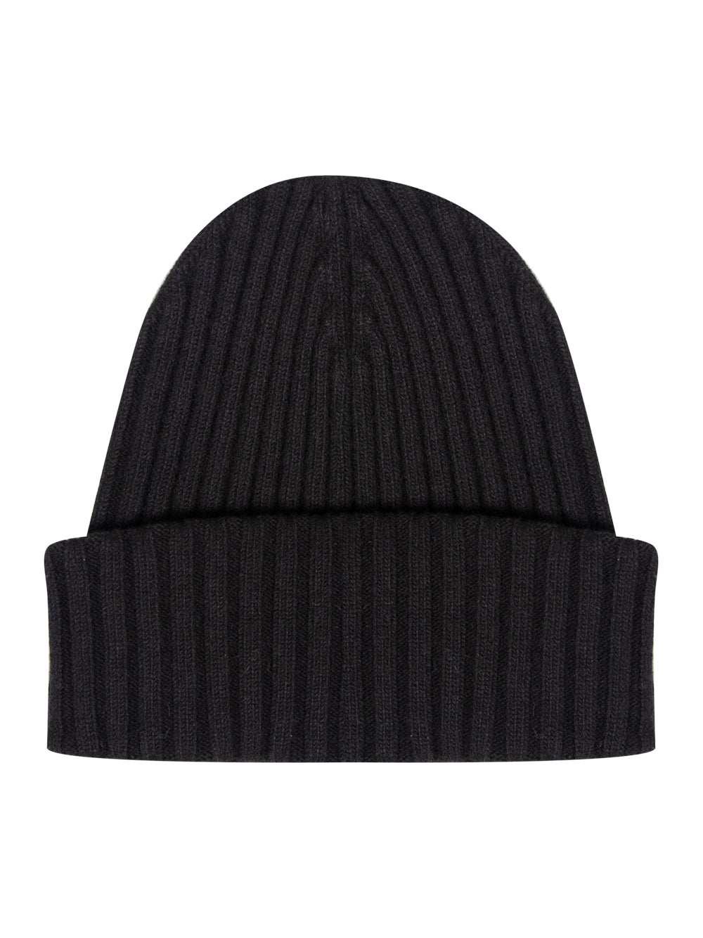 Ribbed Beanie with Logo Flag Tag (Black)