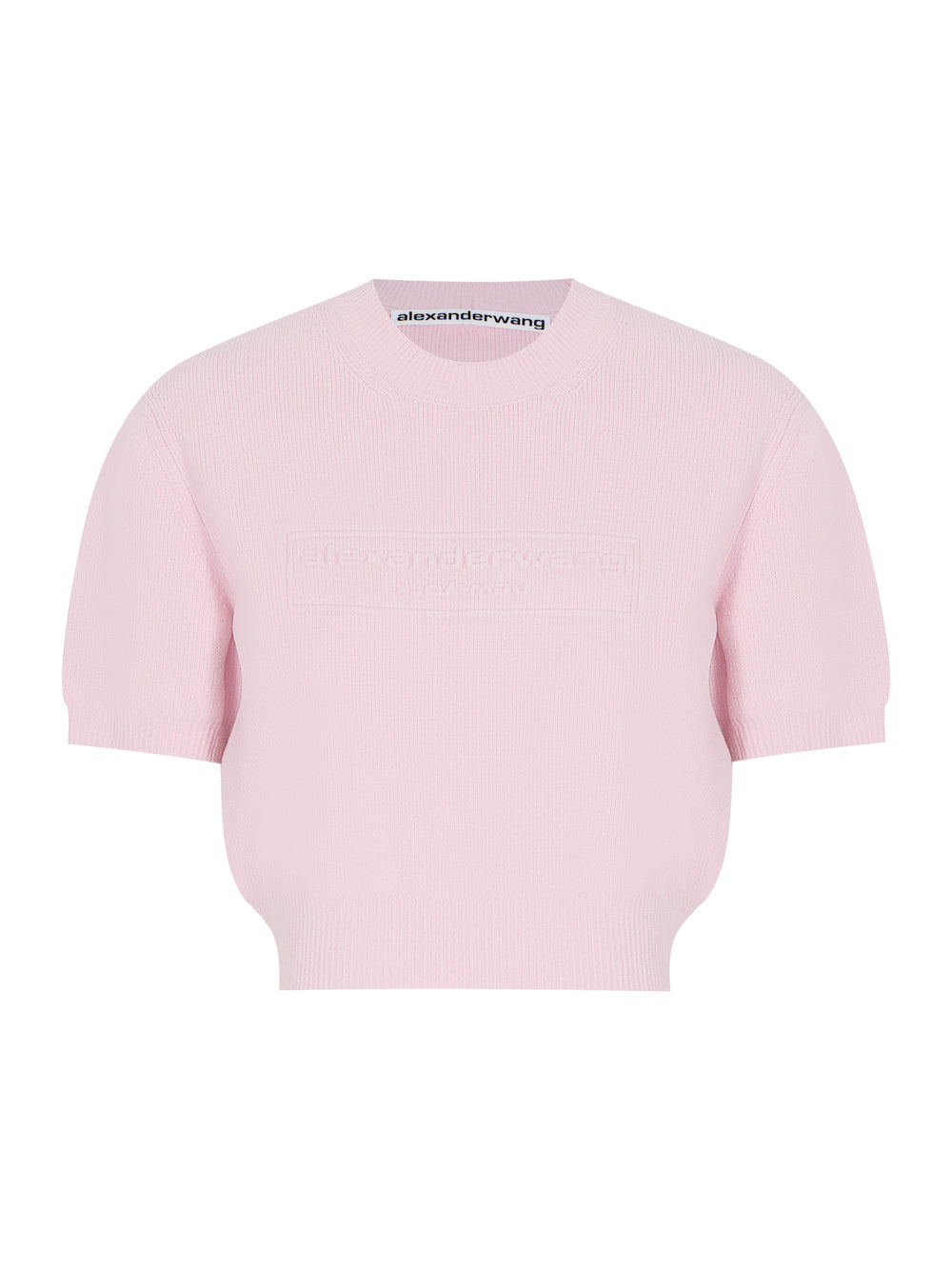 Embossed Logo Ribbed Short Sleeve Tee (Ballerina Pink)