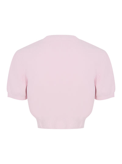 Embossed Logo Ribbed Short Sleeve Tee (Ballerina Pink)