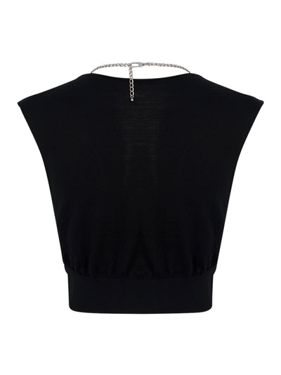 Sleeveless Deep V-neck Top Black