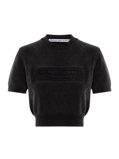Ss Crewneck Tee W/ Embossed Logo Washed Black