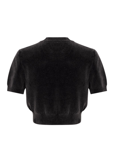 Ss Crewneck Tee W/ Embossed Logo Washed Black