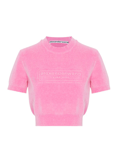 Ss Crewneck Tee W/ Embossed Logo Washed Lotus
