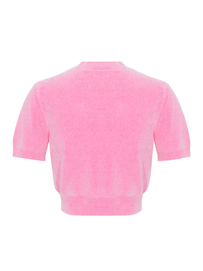 Ss Crewneck Tee W/ Embossed Logo Washed Lotus