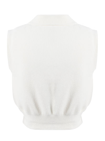 Cotton-Blend Chenille Logo Polo (Ivory)