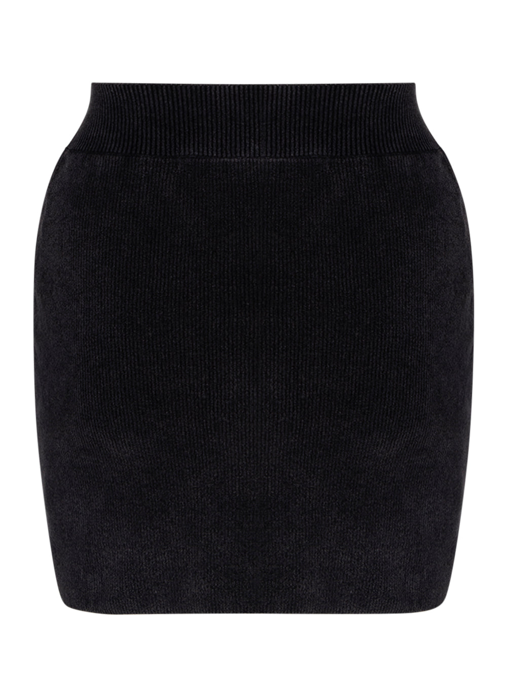 Cotton-Blend Chenille Miniskirt (Washed Black)