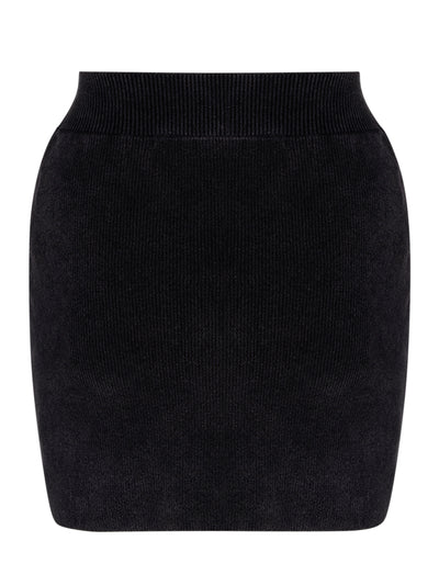 Cotton-Blend Chenille Miniskirt (Washed Black)