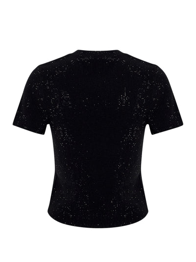 Clear Bead Hotfix Crewneck Tee (Black)