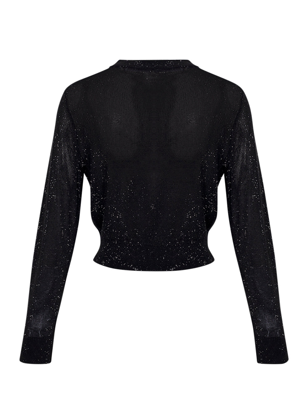 Ls Crewneck Pullover With Clear Bead Hotfix Black