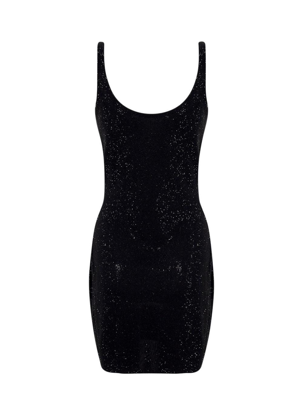 Clear Bead Hotfix Mini Dress (Black)