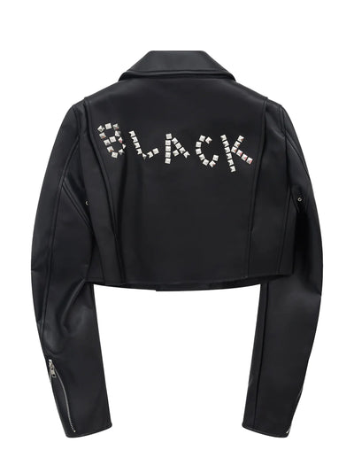 Cropped Biker Jacket (Black)