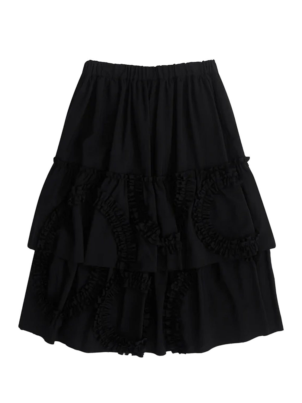 Tiered Ruffle Applique Skirt Black