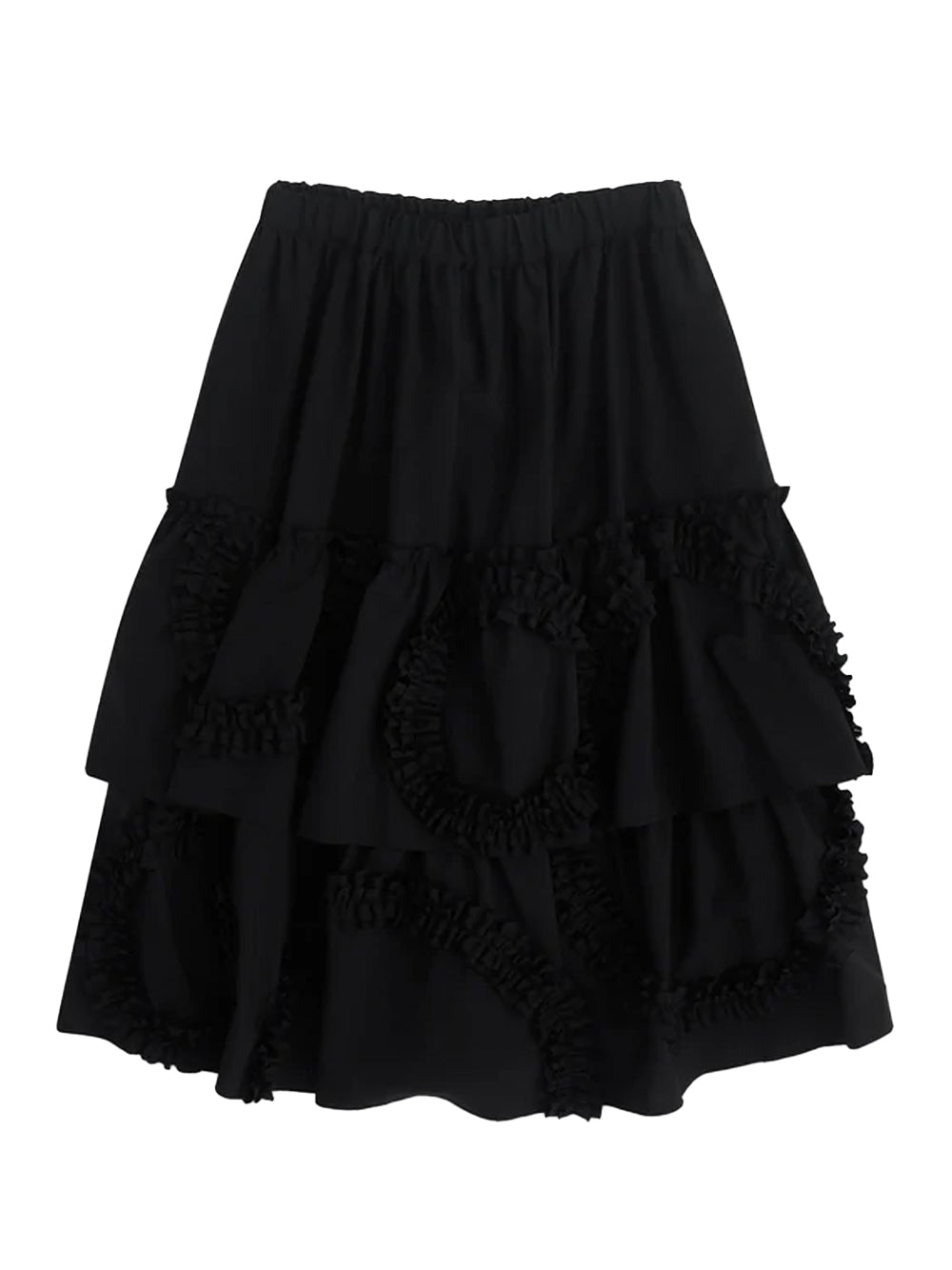 Tiered Ruffle Applique Skirt Black