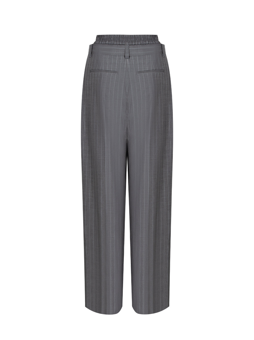 Pre-Styled Pleated Trouser with Boxer Waistband (Grey Pinstripe)