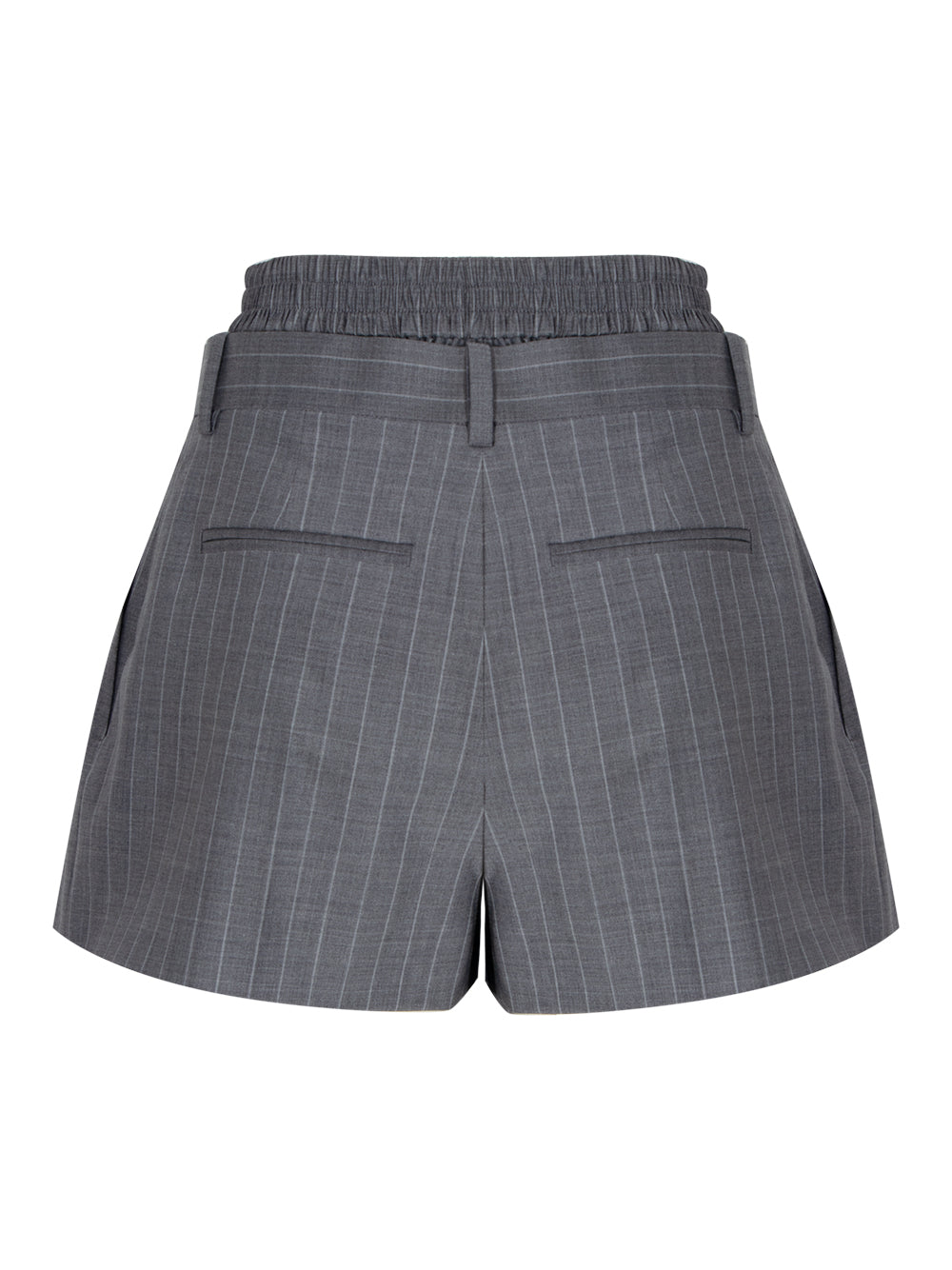 Pre-Styled Pleated Short with Boxer Waistband (Grey Pinstripe)