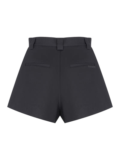 Flared Short With Double Pleat Front Black