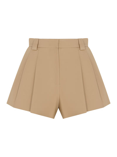 Flared Short With Double Pleat Front Chino