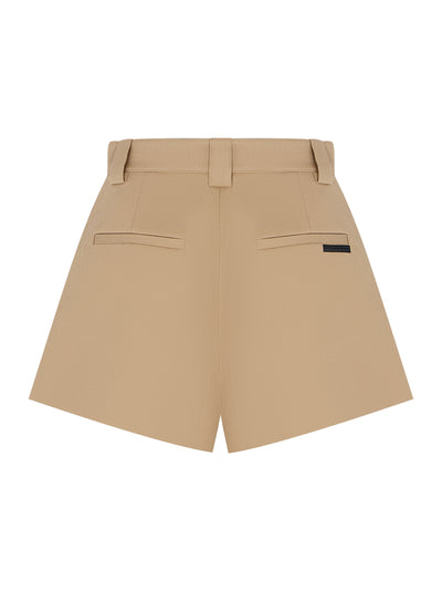 Flared Short With Double Pleat Front Chino