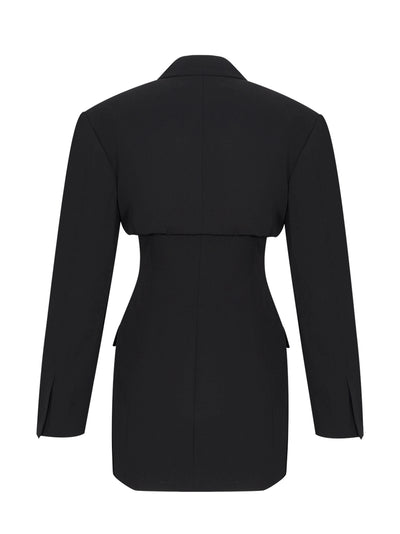 Mini Jacket Dress With Tucked Up Overlayer Black