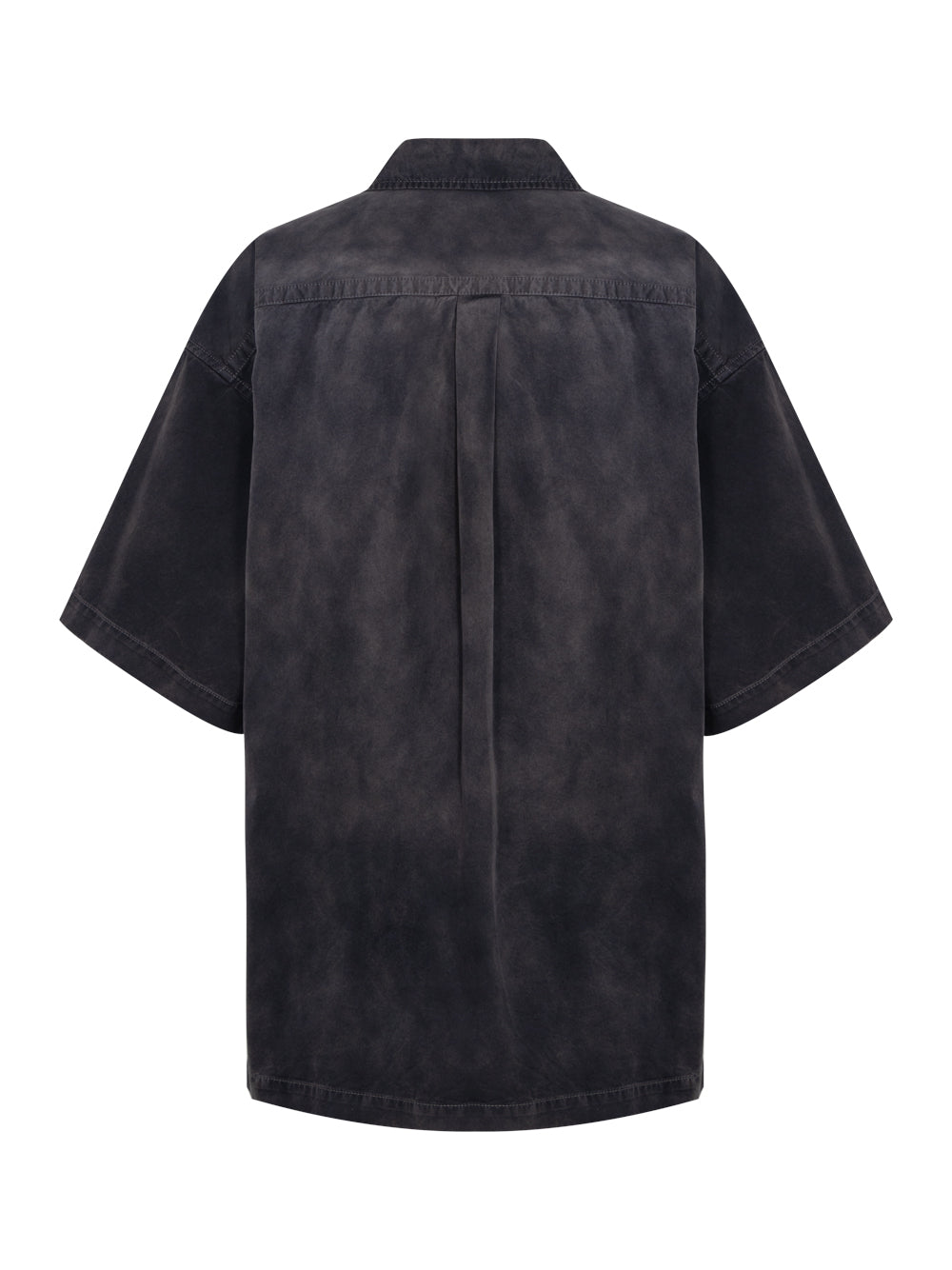 Short Sleeve Prestyled Mini Shirt Dress Washed Black Pearl