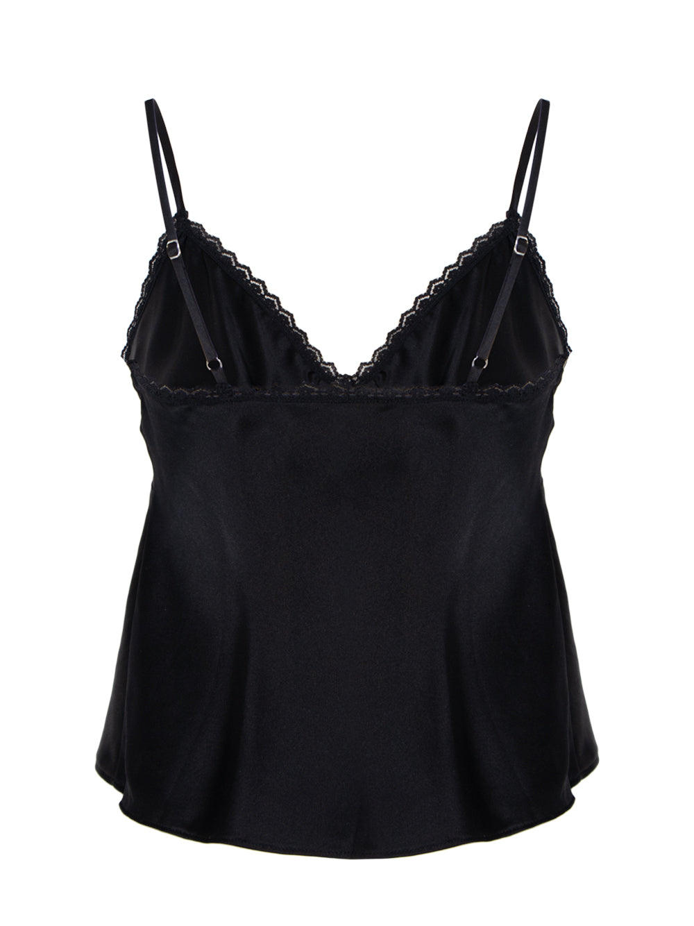 Snap Front Cami With Lace Trim (Black)