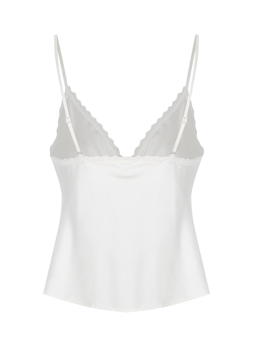 Snap Front Cami With Lace Trim (Ivory)
