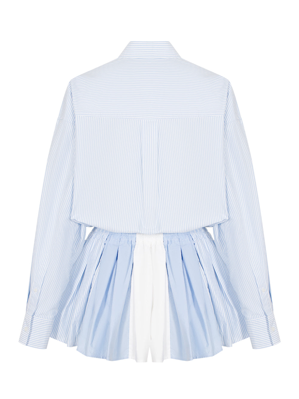 Prestyled Pleated Boxer Romper (Oxford Blue)