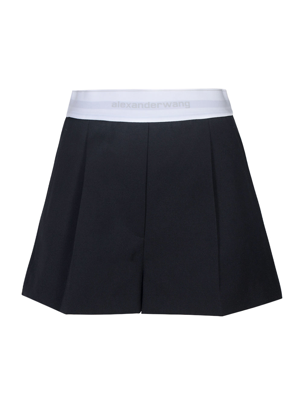 High Waisted Pleated Short With Logo Elastic Black