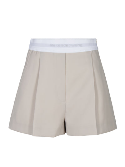 High Waisted Pleated Short With Logo Elastic Feather