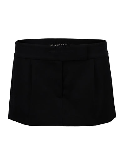 Tailored Mini Skort With  Logo Embroidery Black
