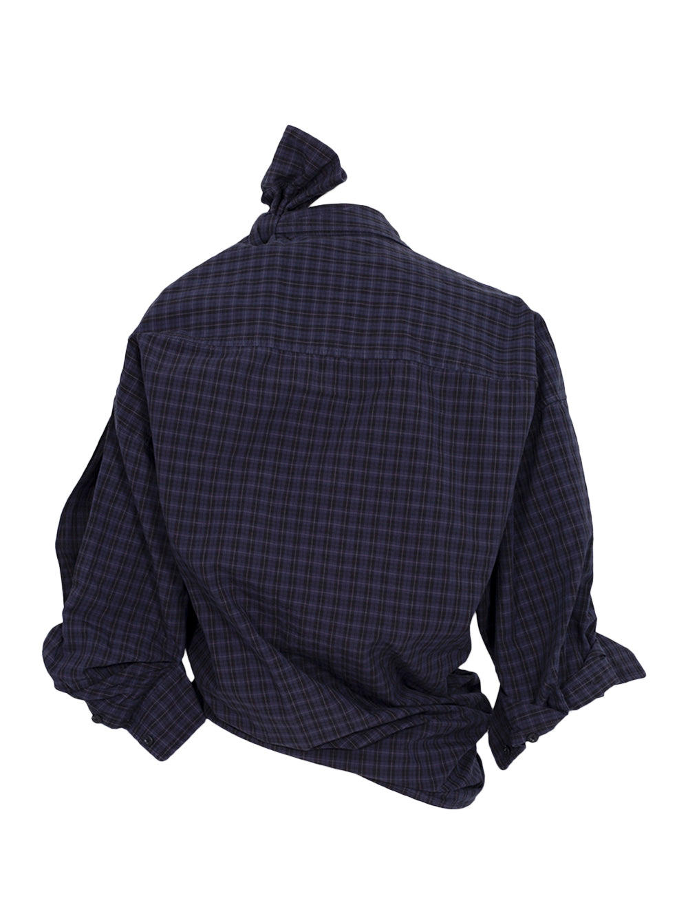Knotted Button Down Shirt Smog Navy Plaid