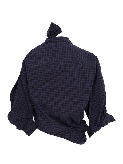 Knotted Button Down Shirt Smog Navy Plaid