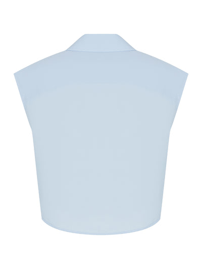 Women Button Up Shirt With Logo Nameplate (Oxford Blue)