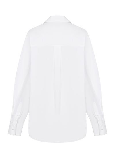 Women Oversized Button Down Shirt (White)