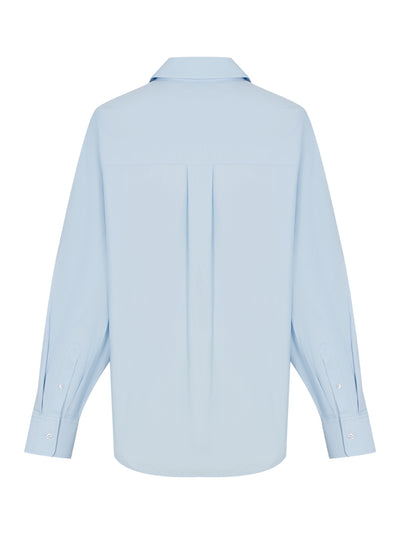 Women Oversized Button Down Shirt (Oxford Blue)