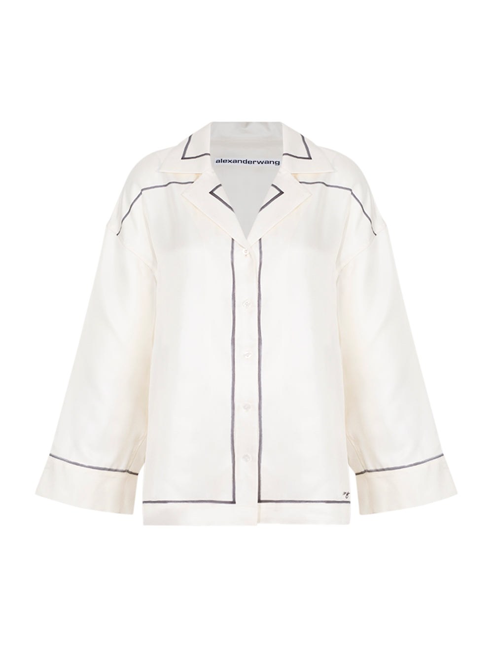 Oversized Button Down W/ Border Print Ivory/Black
