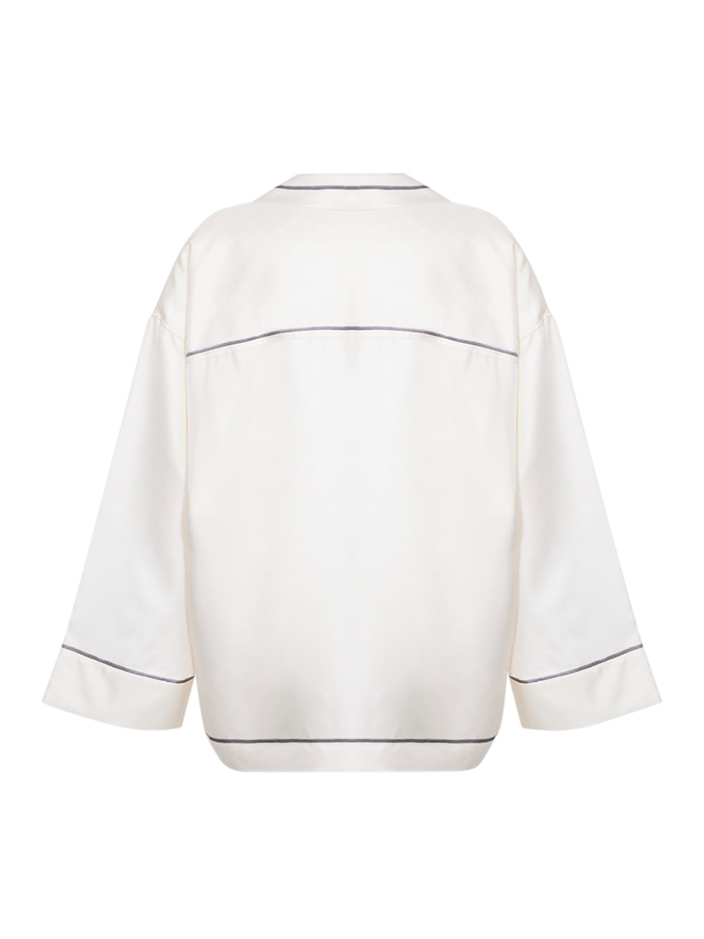 Oversized Button Down W/ Border Print Ivory/Black