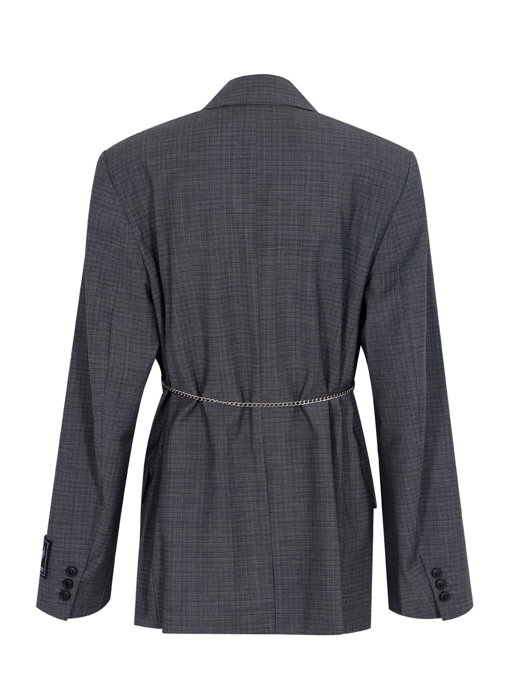 Wool-Blend Raw-Edged Blazer (Dark Grey Melange)