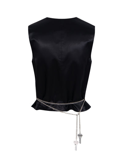 Wool-Blend Vest With Chain-Link (Dark Grey Melange)
