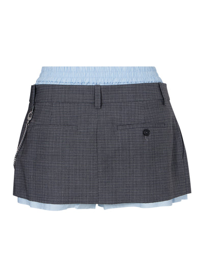 Wool-Blend Miniskirt (Grey Melange/Oxford Blue)