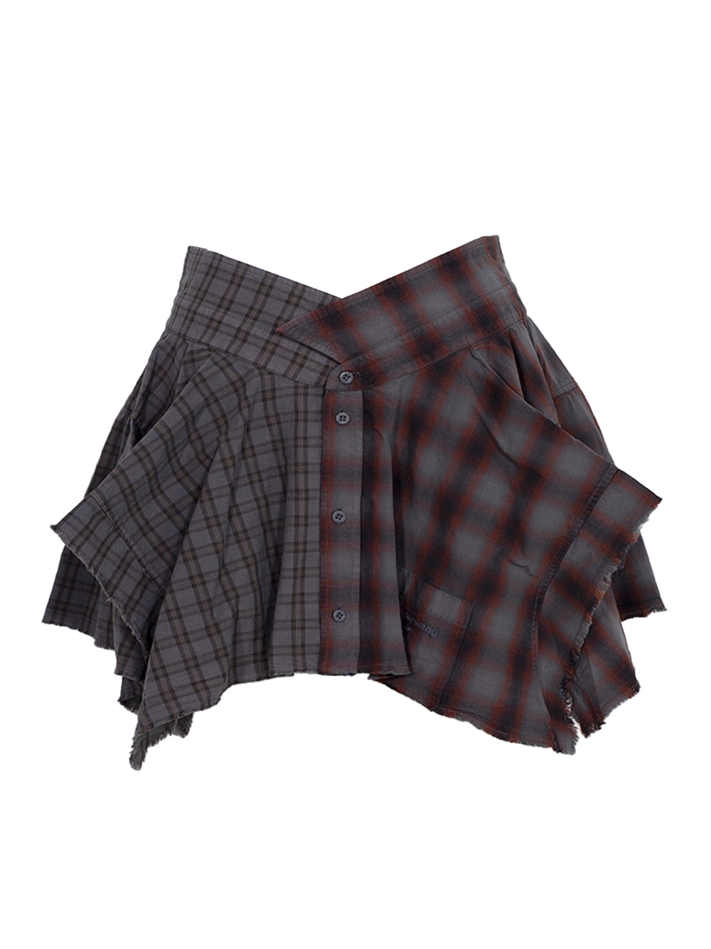 Mid-Rise Deconstructed Mini Skirt Smog Red/Grey