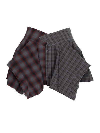 Mid-Rise Deconstructed Mini Skirt Smog Red/Grey
