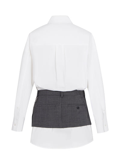 Pre-Styled Shirtdress (White/Dark Grey)