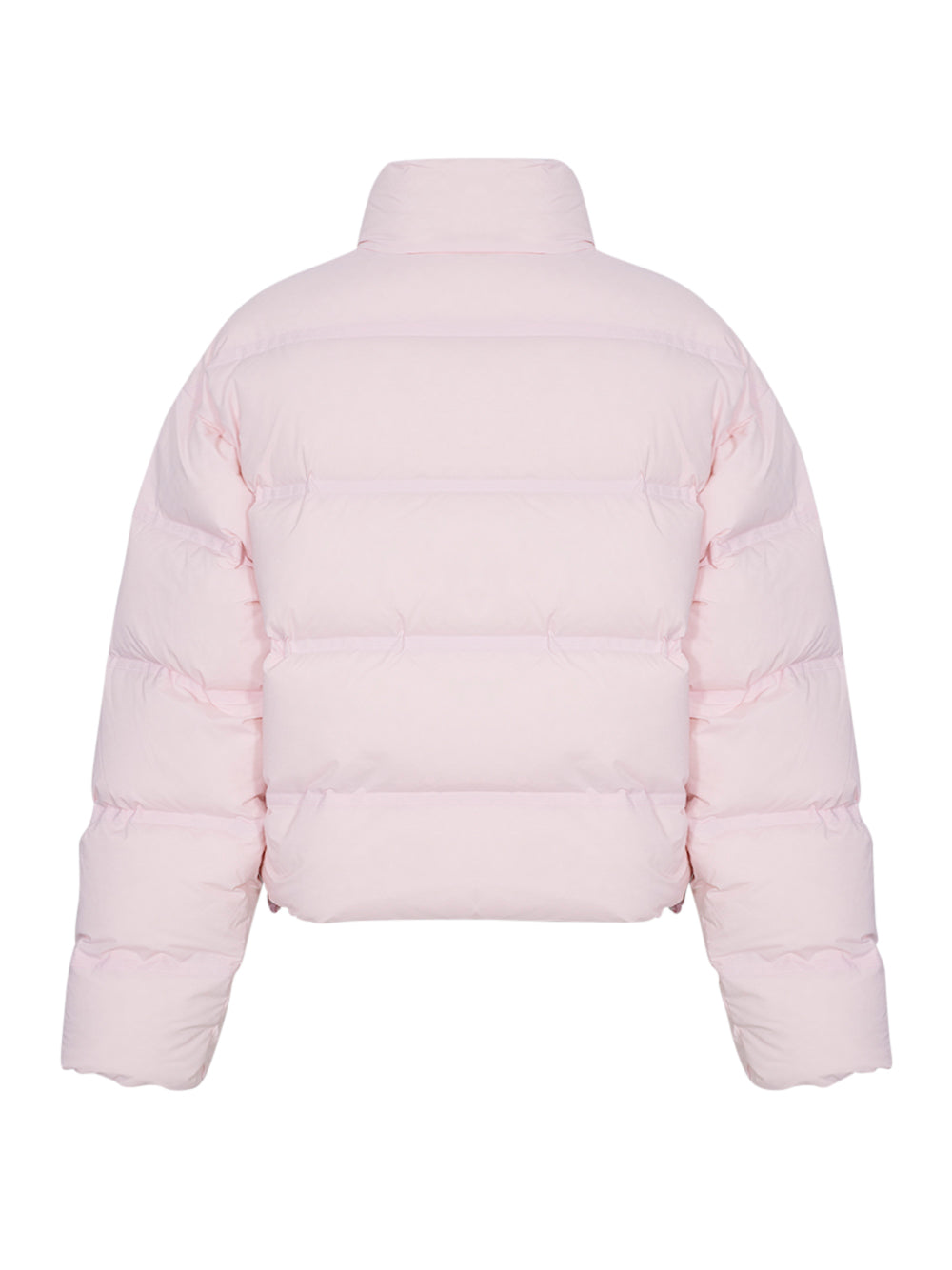 Cropped Puffer Coat with Reflective Logo (Light Pink)