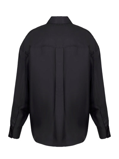 Silk Slashed Sleeve Shirt (Black)