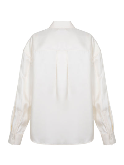 Silk Slashed Sleeve Shirt (Ivory)