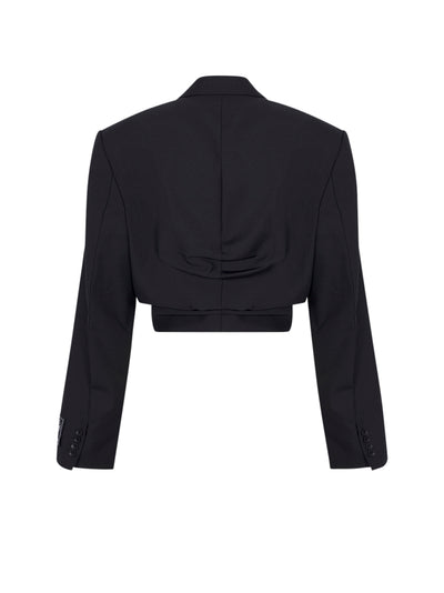 Wool Mohair Draped Jacket (Black)